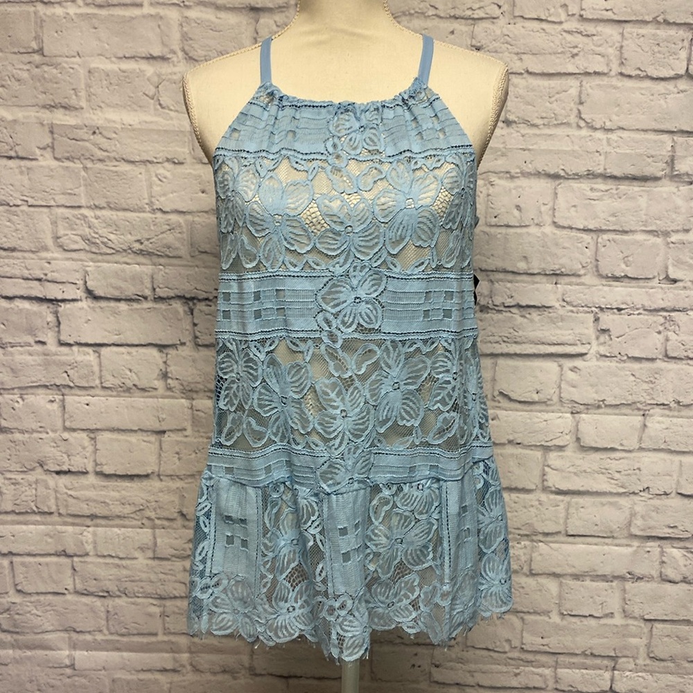 NWT Alfani Lined Crochet Lace Top Size 6